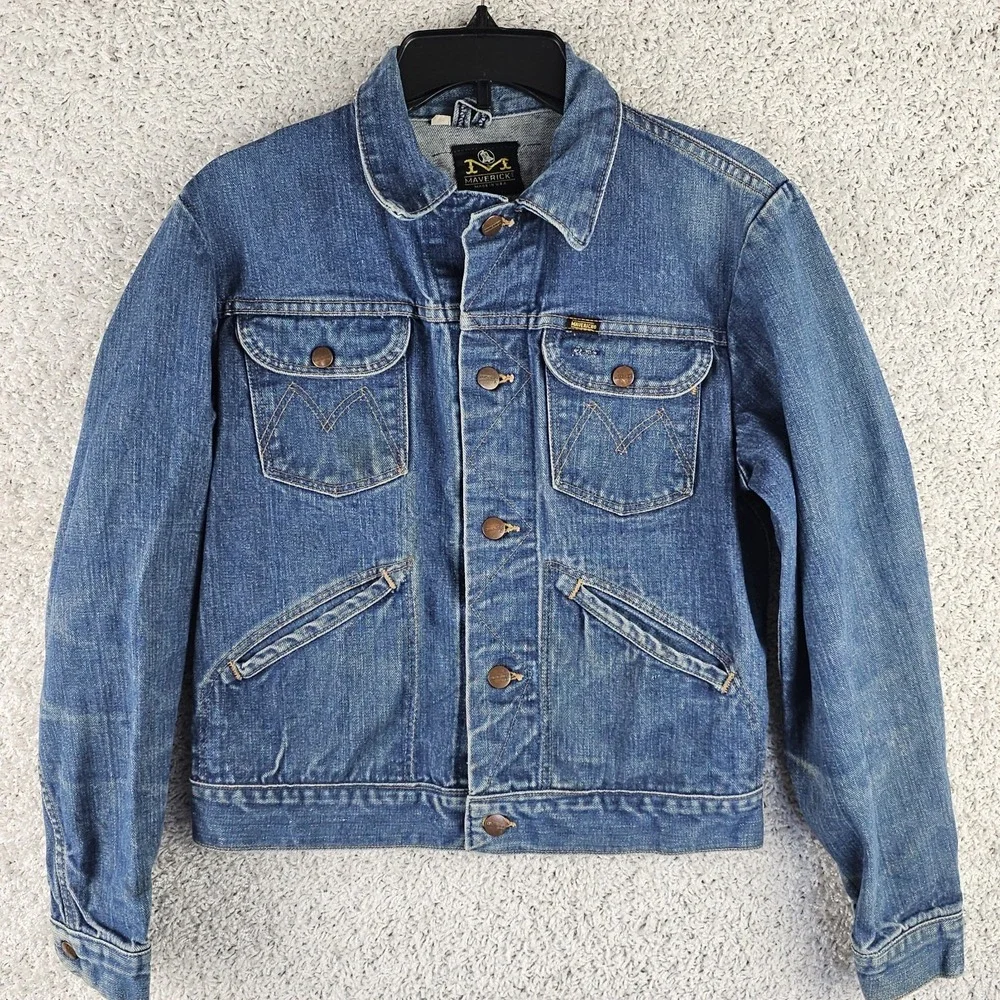 Vintage 70s Maverick Blue Bell Denim Jean Jacket Size 38 ( S/M ) Made in USA